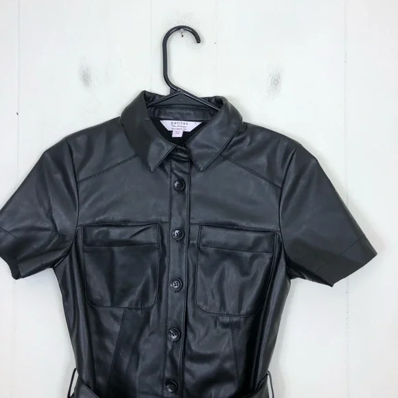 Miss Selfridge Faux Leather Shirt Dress Sz 2P - Picture 4 of 10